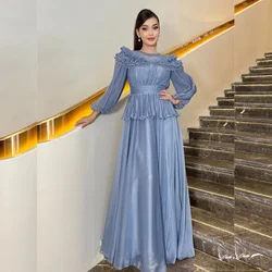 Customized Intricate Organza Pleat A-line O-Neck Midi Dresses Evening Dresses Exquisite Modern Style Pastrol Unisex Chinese Styl