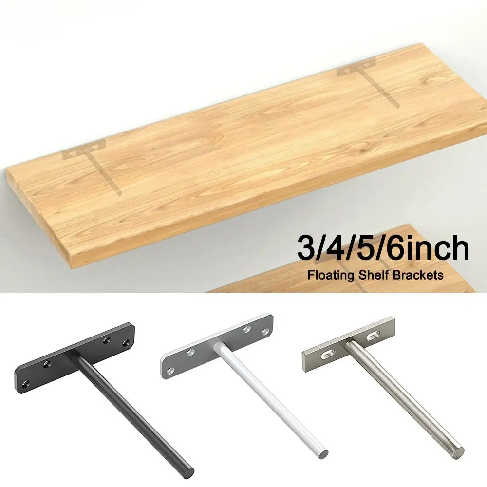Accessories Heavy Duty Floating Shelf Brackets Metal Black Coated Wall Shelf Support Wall Mount Shelving Brackets