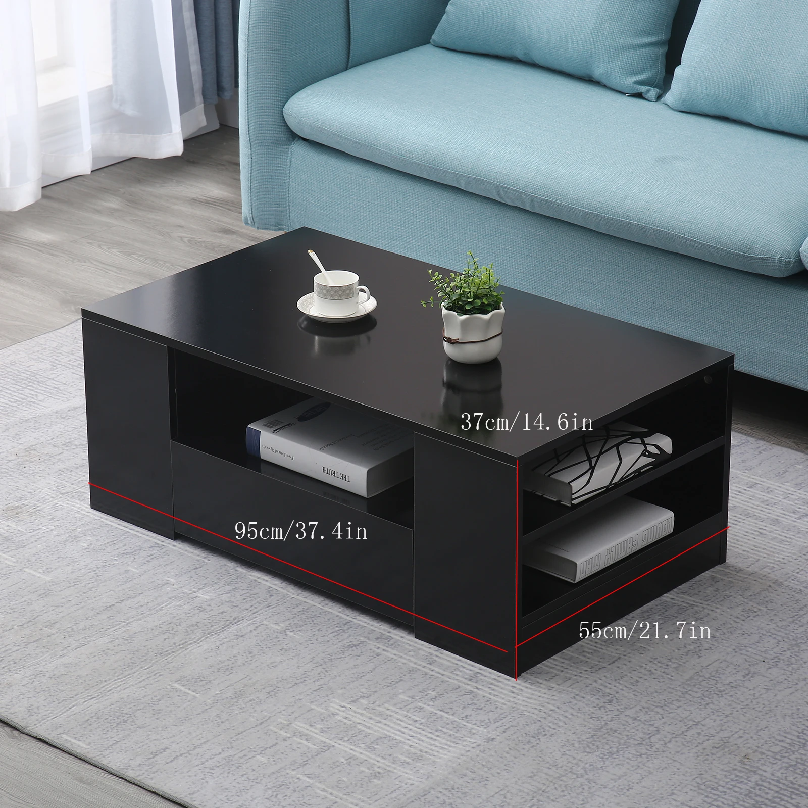 Modern Coffee Table LED High Gloss Tea Living Room Home Furniture