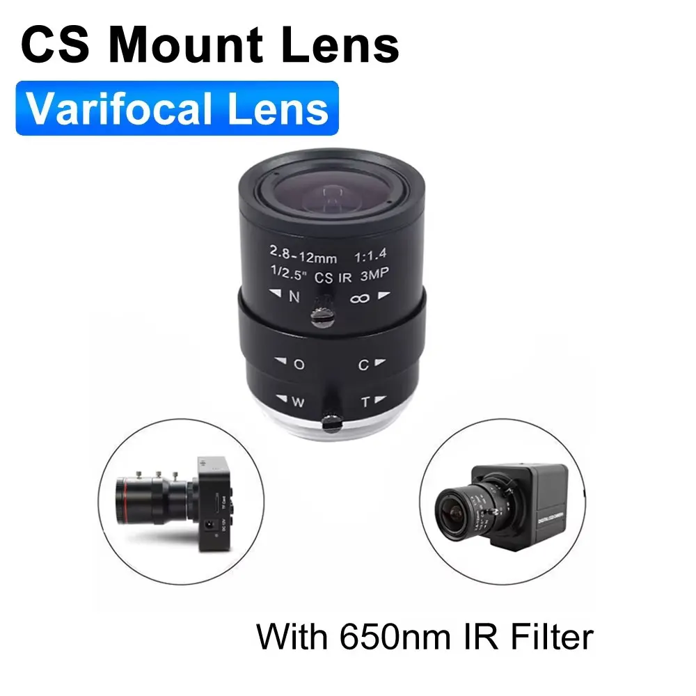 3MP HD CCTV Lens 2.8-12mm Varifocal Manual Adjusting Zoom Focus CS Mount For Industrial Security Camera