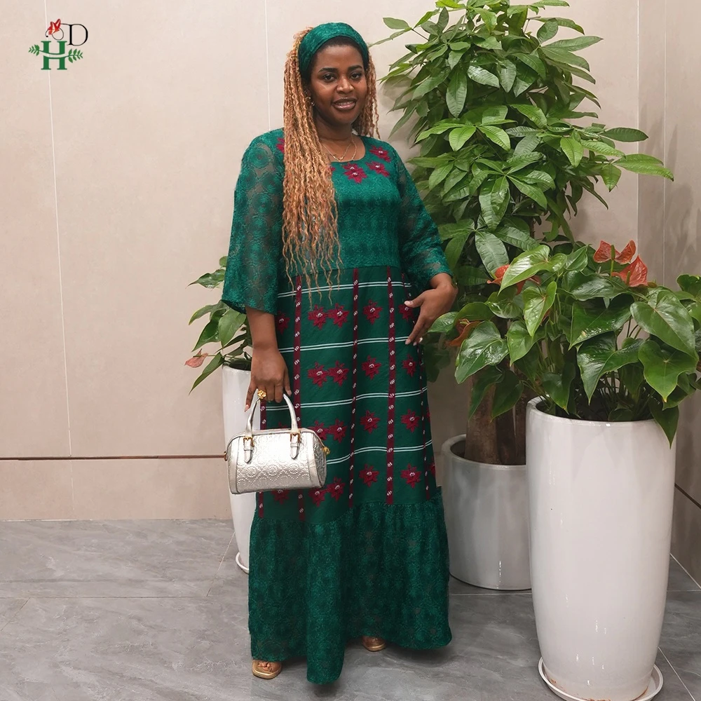 Ropa africana de talla grande para mujer, vestidos elegantes Bazin Riche bordado para fiesta, boda, ropa tradicional, vestido de encaje Musilm 2025