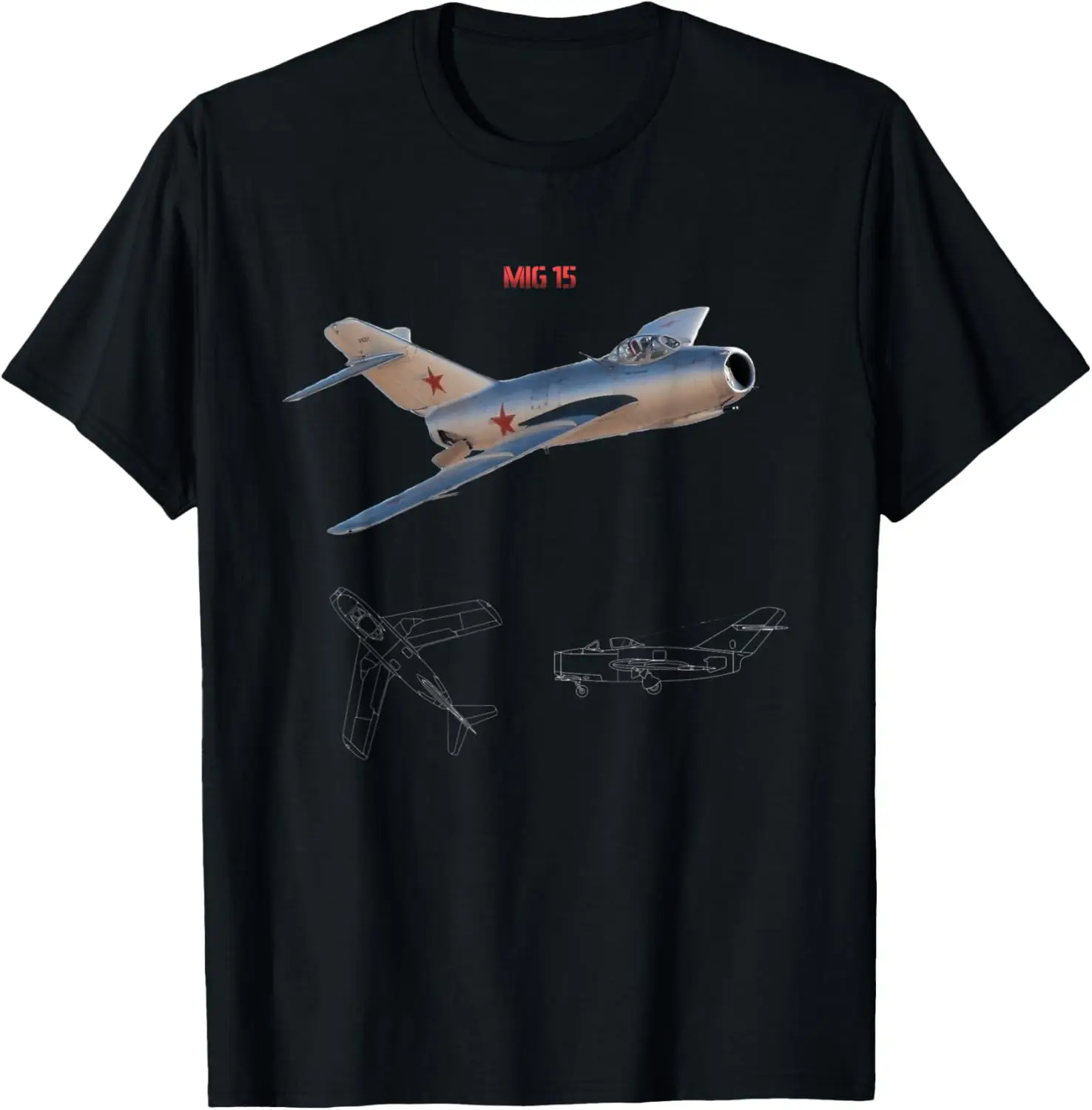 

Russia CCCP MIG-15 Soviet Aircraft T-Shirt Short Sleeve Casual 100% Cotton Shirts