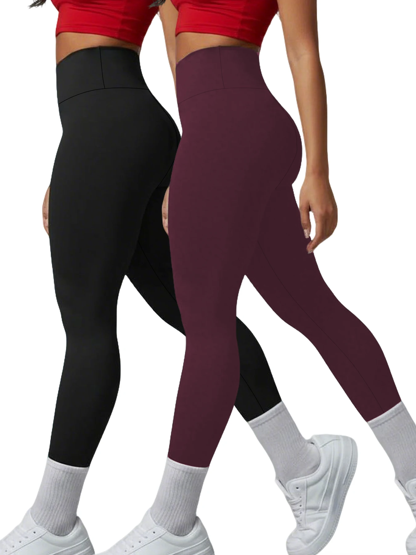 Paquete de 2 Leggings de Cintura Alta para Mujer con Control de Abdomen - Tela Súper Suave Ideal para Yoga, Correr, Hacer Ejercicio y Relajarse en Casa