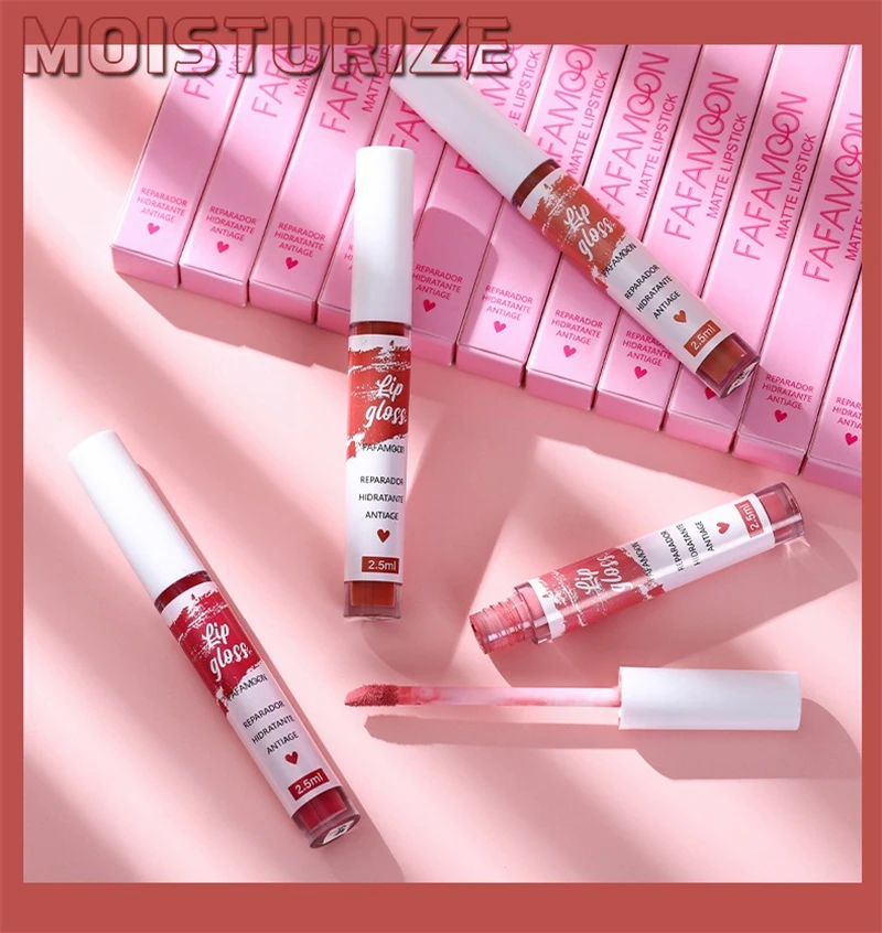 Rosaroter, mattierter, flüssiger Lippenstift, wasserfest, langlebig, feuchtigkeitsspendend, langlebiger Lippenstift, nicht klebender Lipgloss, koreanisches Make-up – Detail 26