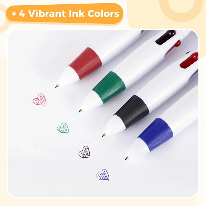 60 Pcs Retractable Shuttle-Pens With Carabiner Clips, Multicolored Ink 4 In 1 Ballpoint Pens For Adults Students Nurses