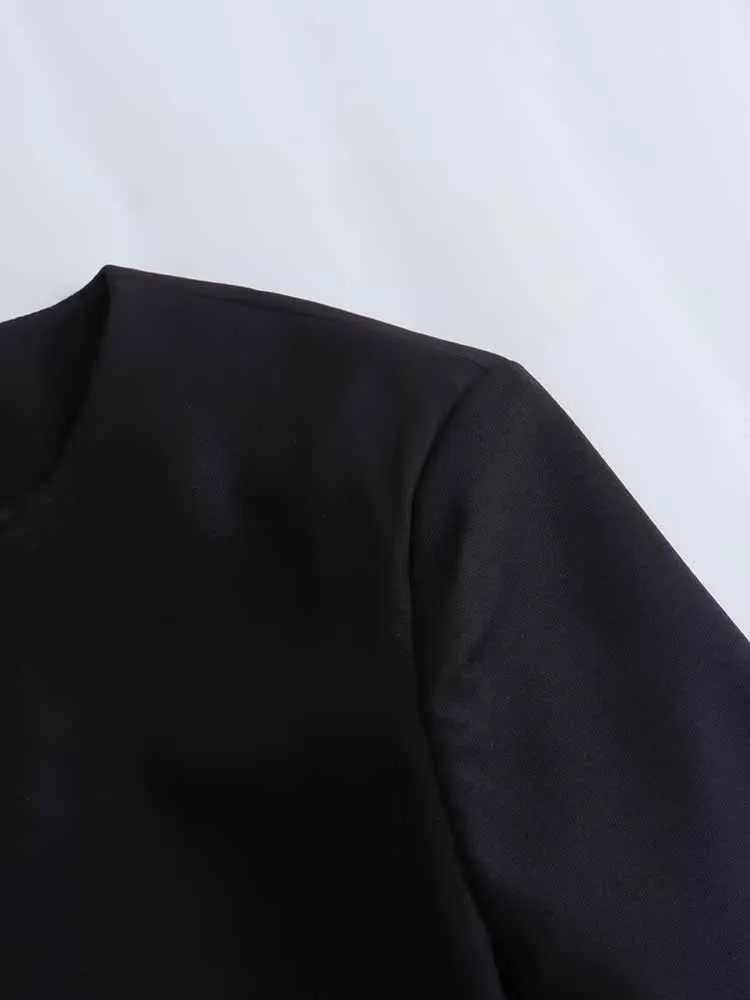 سترة قصيرة عصرية جديدة للخريف والشتاء على الطراز الأوروبي والأمريكي متعددة الاستخدامات بأكمام طويلة وزر ذهبي #4