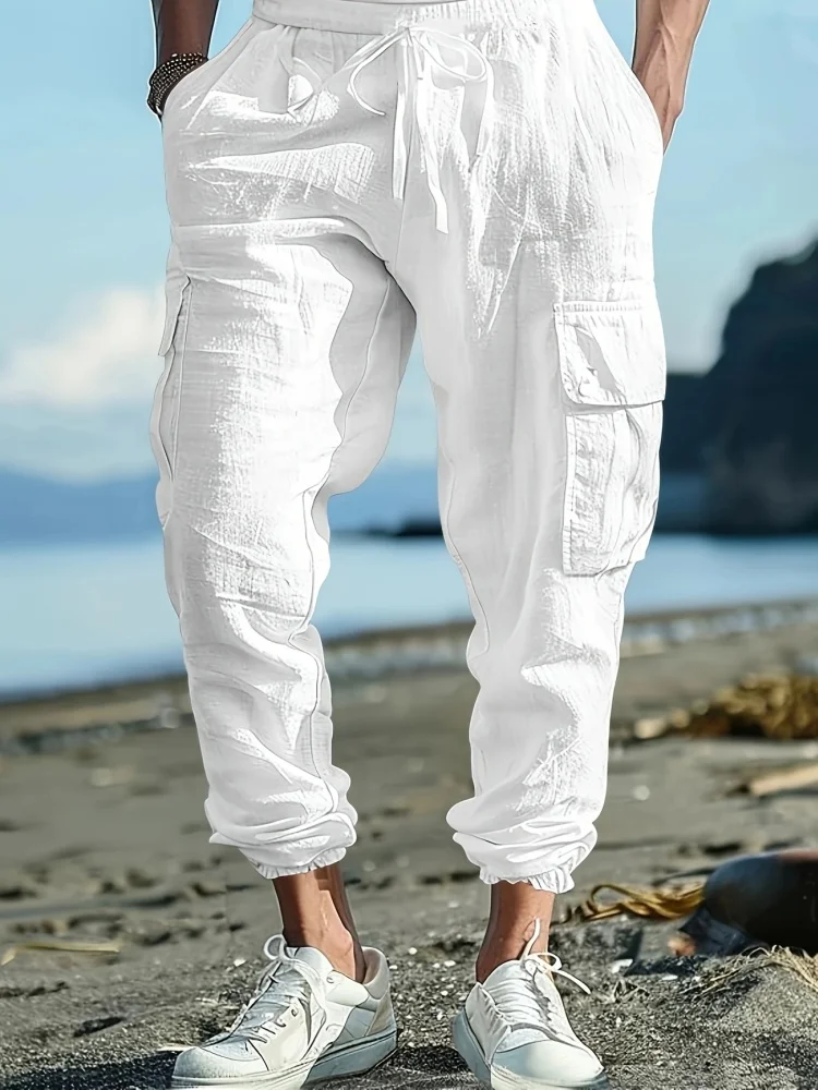 

Мужские свободные рабочие брюки с несколькими карманами, однотонные брюки для активного отдыха на весну и осень, практичные брюки, которые можно стирать в машине