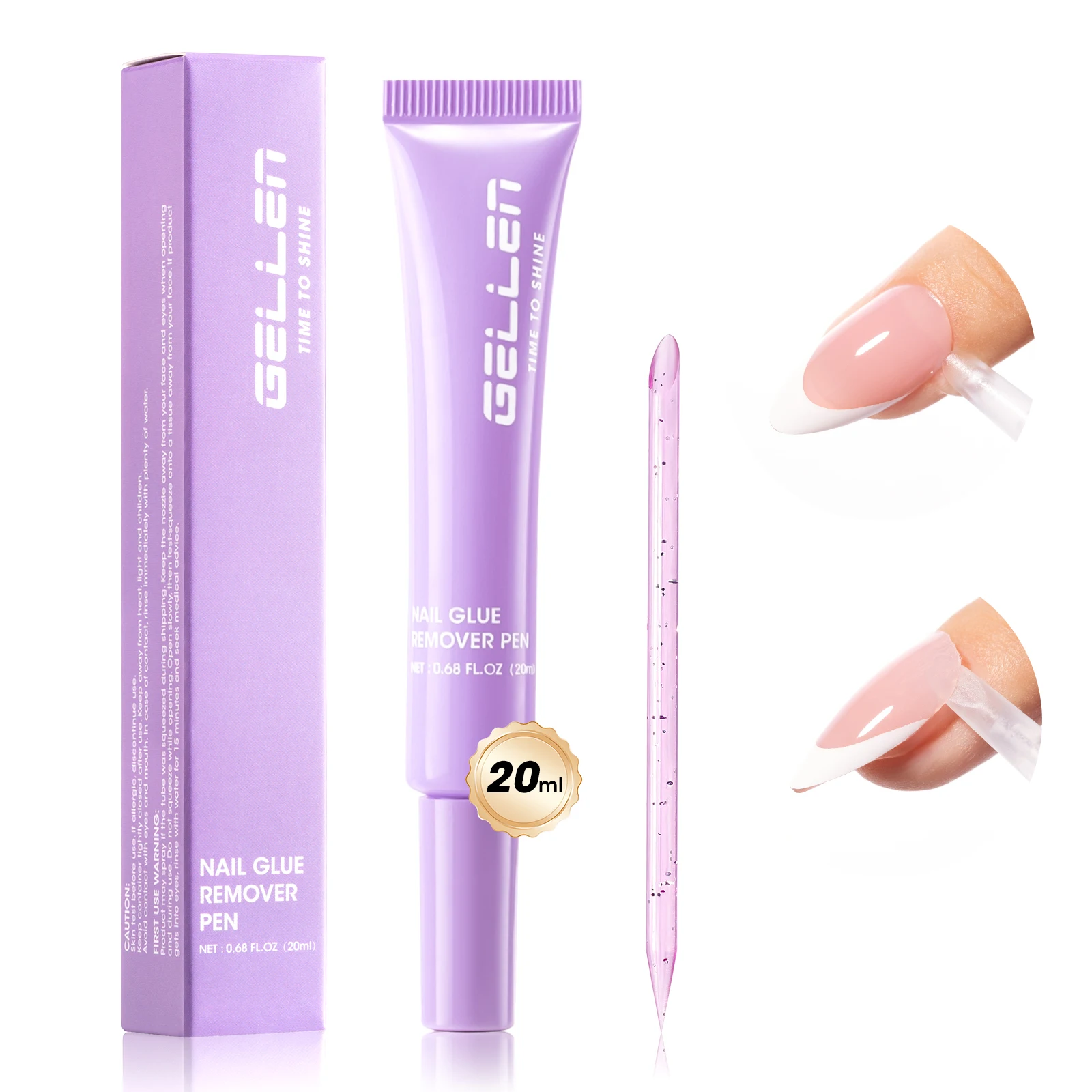 GELLEN - Lápiz Removedor de Pegamento para Uñas de 20 ml, Eliminación Rápida y Suave para Uñas Postizas, Sin Acetona, Herramienta Segura para Manicura y Cuidado de Uñas