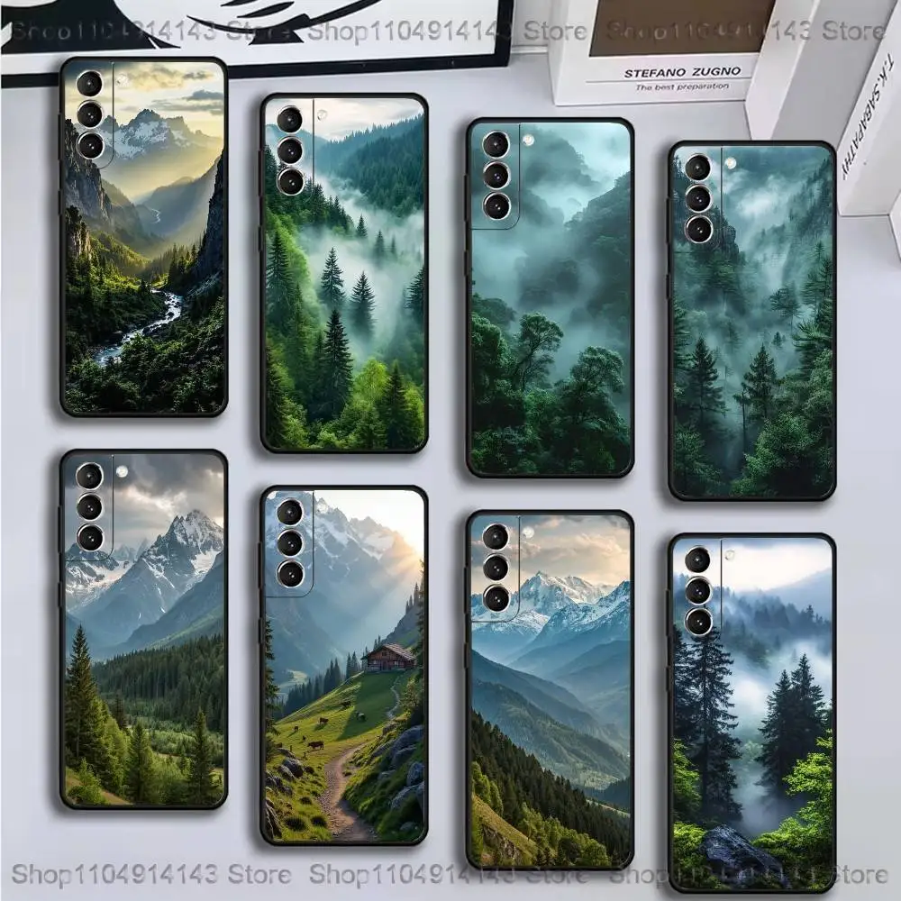 

Mountain Forest Phone Case For Samsung GalaxyA13,21s,22,31,32,52,53,71,72,73,Soft Black Cover