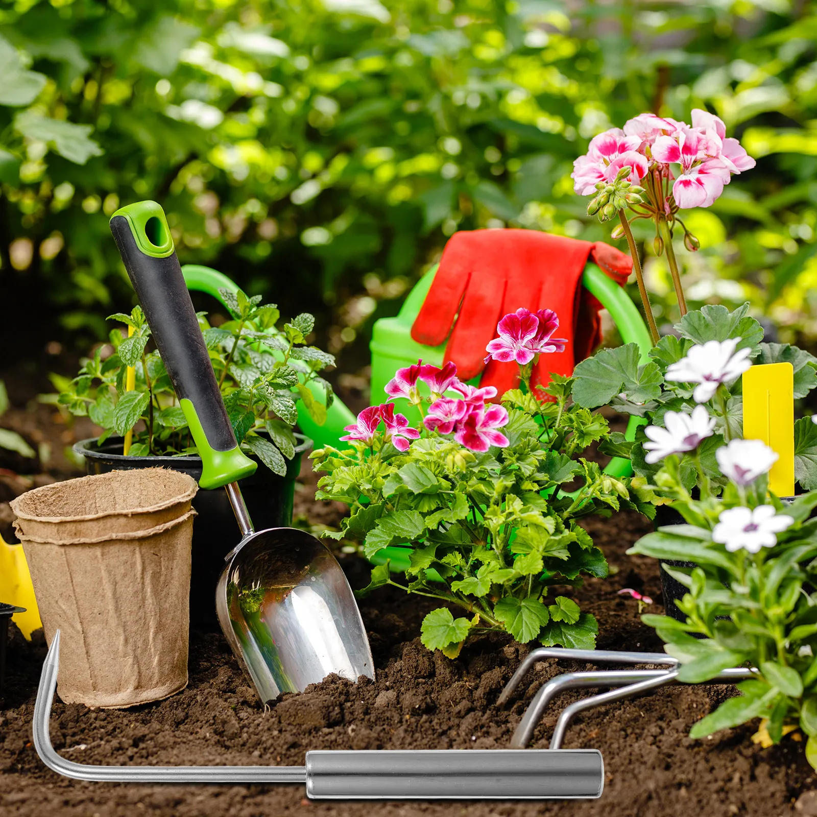 Single Claw Stainless Steel Garden Weeding Tool Manual Soil Loosening Hoe for Bonsai Plants Farming Gardening Hand Tool