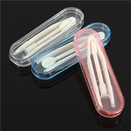 Portable Contact Lens Inserter Remover Soft Tip Tweezer Stick Tool Case Set