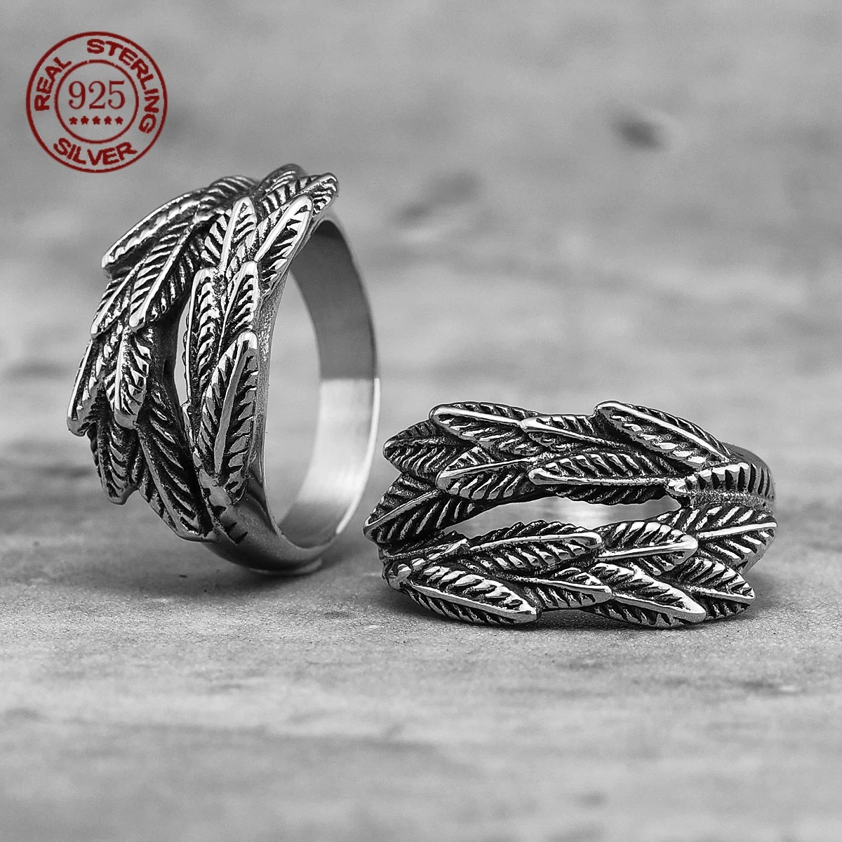 Ear of Wheat Plant S925 Sterling Silver Mens Womens Rings Punk Trendy Unique Amulet for Male Biker Jewelry Creativity Gift