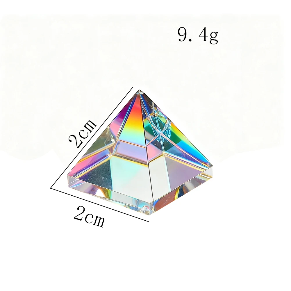 Przegubka optyczna kryształowa piramida 2 cm rozdzielacz widma światła trójkątna szklana nauka fizyka nauczanie tęcza dekoracja rekwizyt