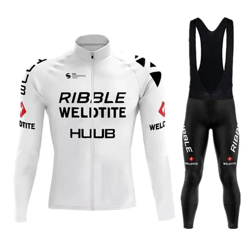 

White Cycling Jersey Set Ribble Weldtite Cycling Clothing Autumn Men Road Bike Shirt Bicycle Tights Mtb Maillot Culotte