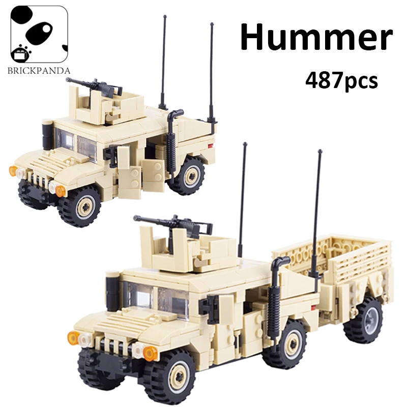 

Military Vehicles Hummered Assault Car Building Blocks WW2 U.S. Army Marines Weapons Parts Swat Special Forces Mini Bricks Toys