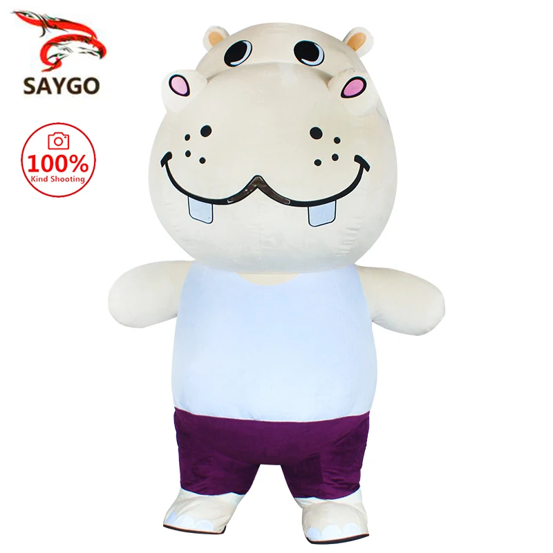 SAYGO Inflatable Hippo Hippopotamus Mascot Costume Adult Cartoon Character Christmas Suit Halloween Anniversary Cosplay Suit