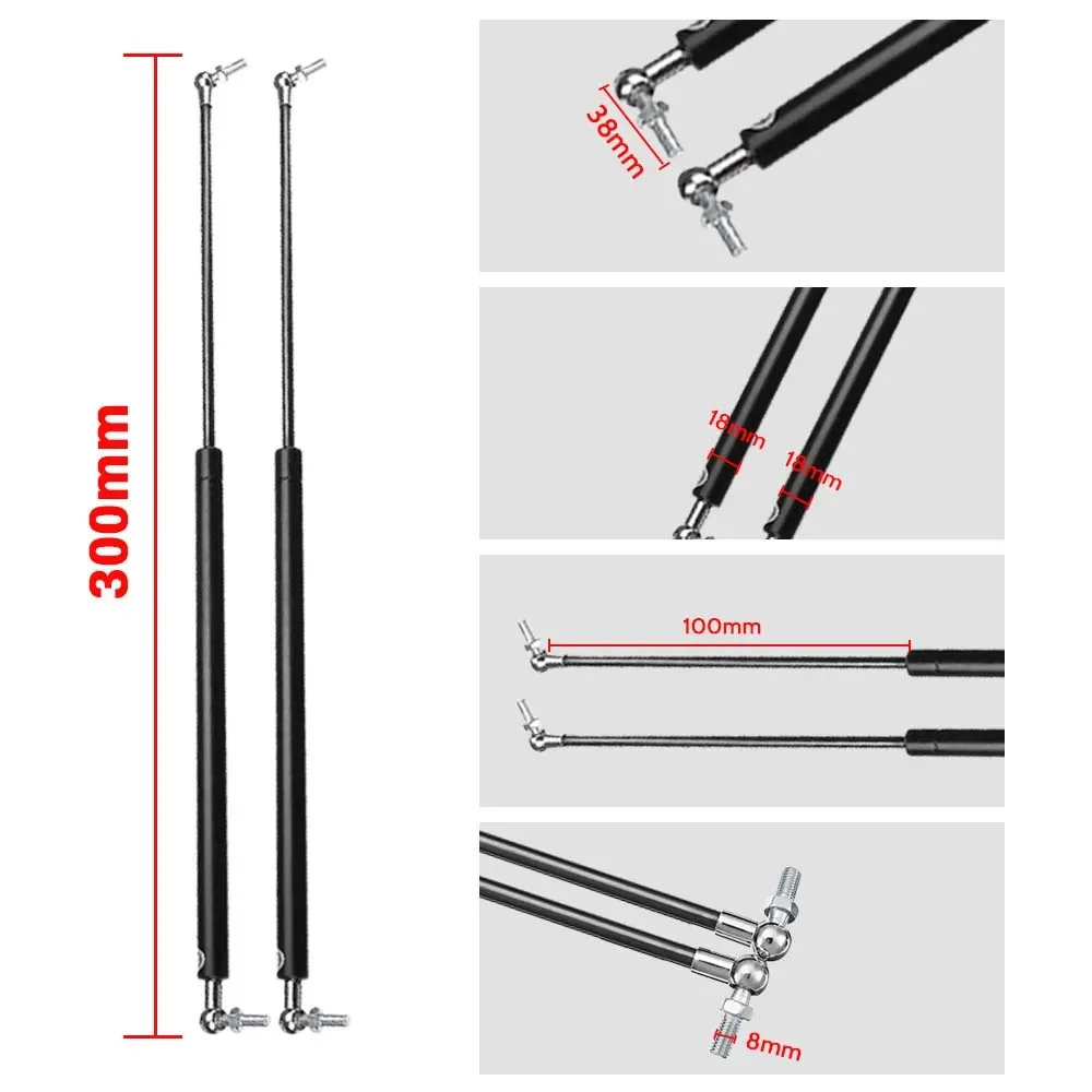 2Pcs 300N Gas Shock Absorber Spring Hydraulic Lift Support Strut Bar 300/450mm For RV Windows Boot Bonnet