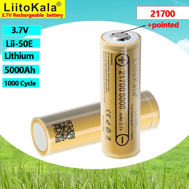1-30pcs LiitoKala Lii-50E 21700 3.7V 5000mAh Lithium Ion Rechargeable Battery for Flashlight Batteries+Pointed Tip Grade A