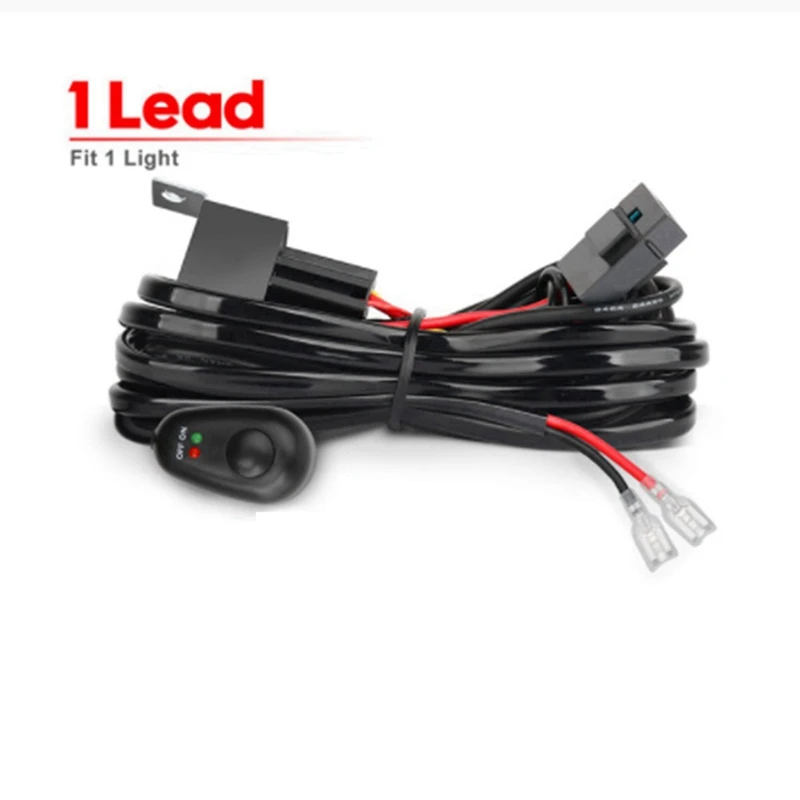 2X Wiring Harness Kit For 1 Light Fuse On-Off Switch 12V 40A Relay 180 W/ 300W For 4-52 Inch Led Work Light Bar