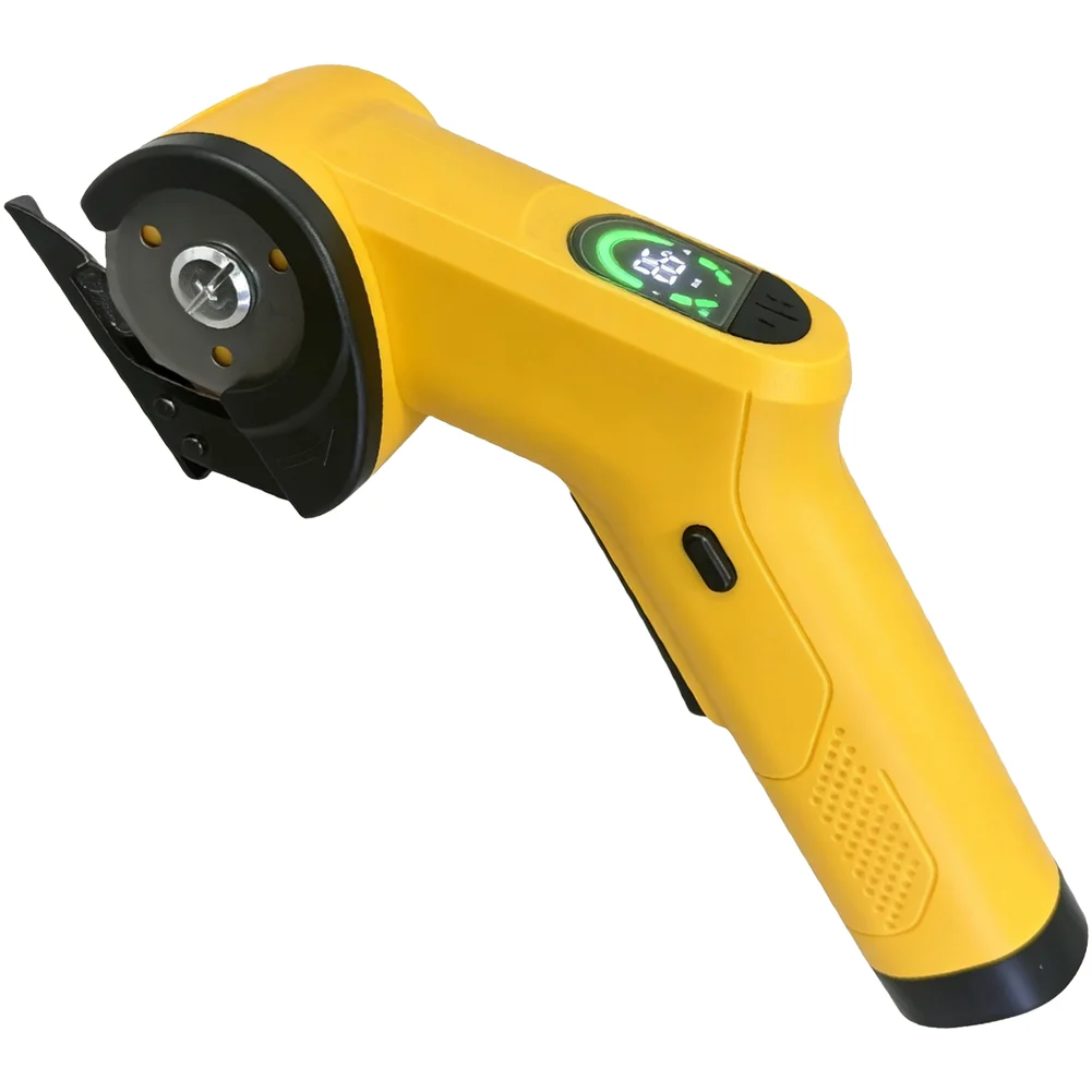 Yellow Cordless Electric Fabric Scissors Lithium Battery Powered Handheld Cloth Cutter USB Rechargeable For DIY Sewing Leather C
