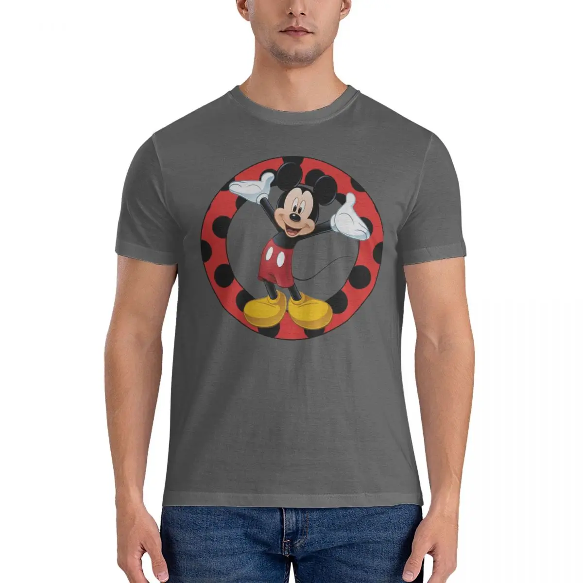 Vintage Disney T-Shirts Men Crewneck 100% Cotton T Shirt Mickey Mouse Short Sleeve Tees Adult Tops