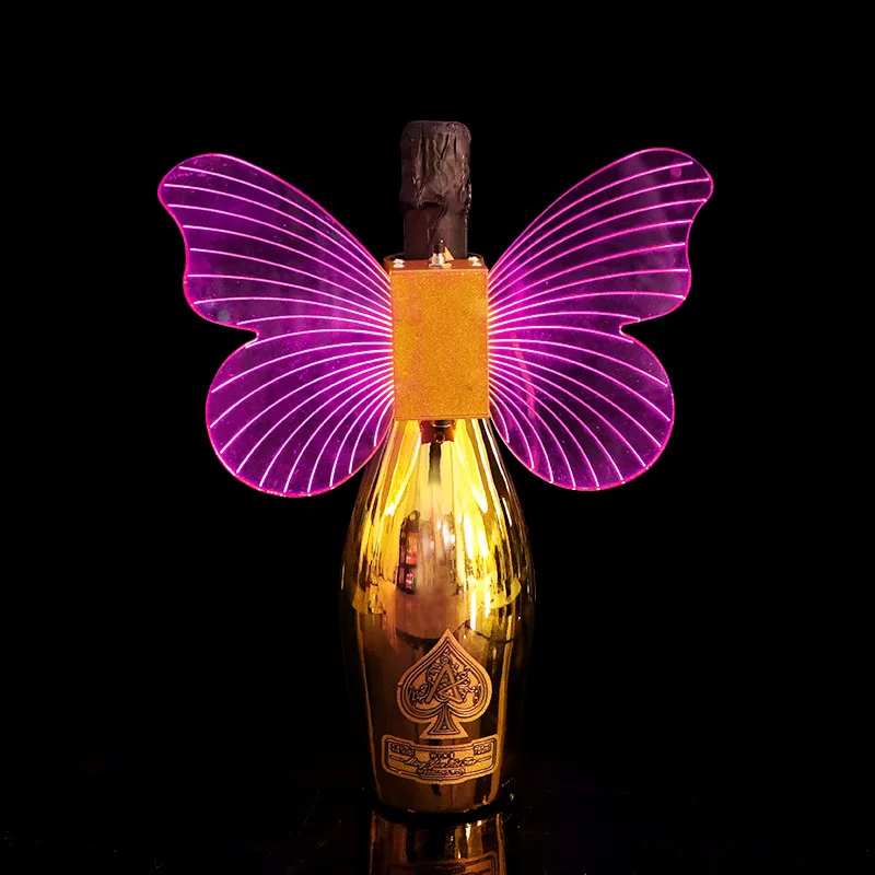 

Bar led luminous pop stick butterfly angel wings wine cover charging creative foreign wine champagne decorative lamp wine cap