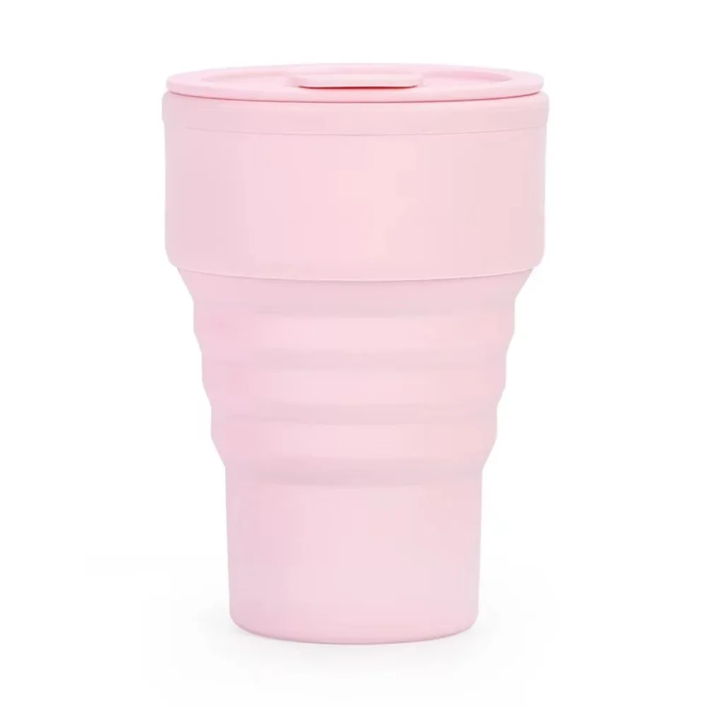 

Pocket Cup 375ml Folding Coffee Cup with Lid Silicone Collapsible Cups with Lid Foldable Reusable Portable Travel Tumbler Dining