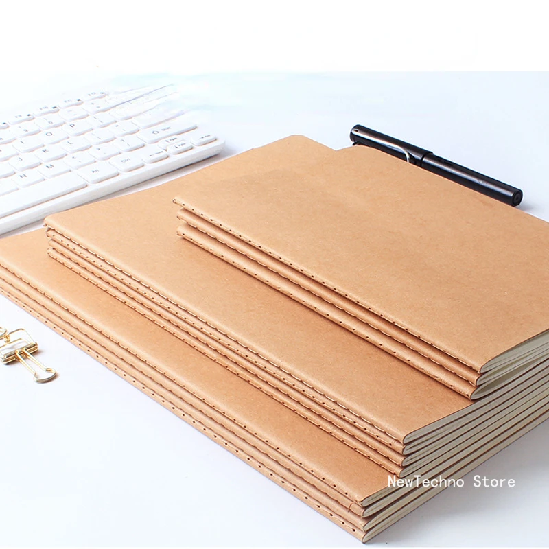 Notebook A5/B5/A4 Kraft papierowy szkicownik z podszewką planer notatnik przenośny zeszyt gładki prostego codziennego pamiętnik