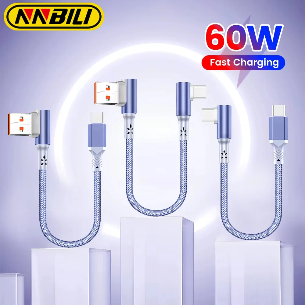 NNBILI 0,2m 0,5m Kurzes Kabel 60W A-C und C-C Schnellladekabel für iPhone 18 17 Pro Max Huawei Samsung Xiaomi Powerbank-Kabel