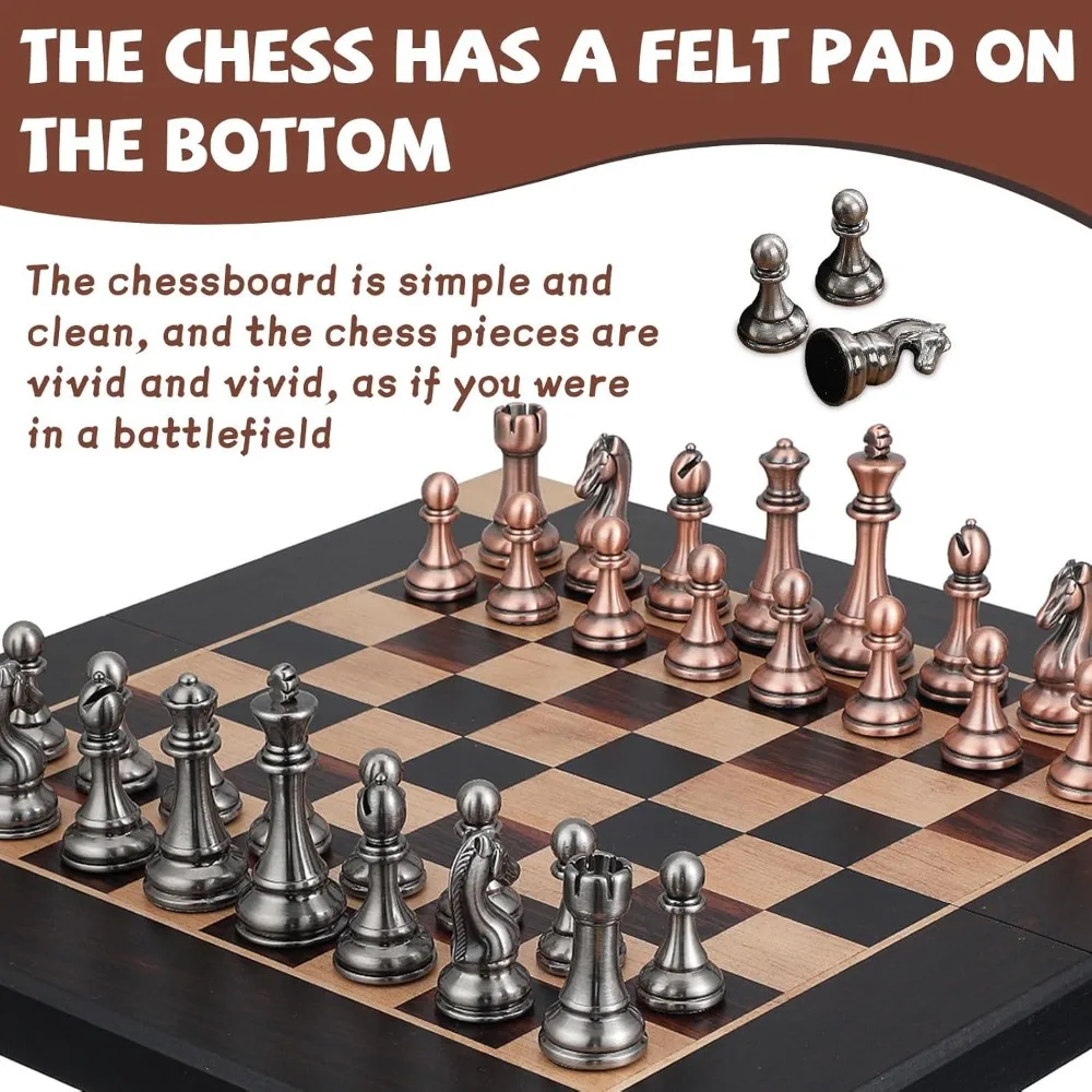 15 Inch Premium Wooden Chess Set Foldable Board Game with Chess Pieces for Adults Kids Tabletop Game