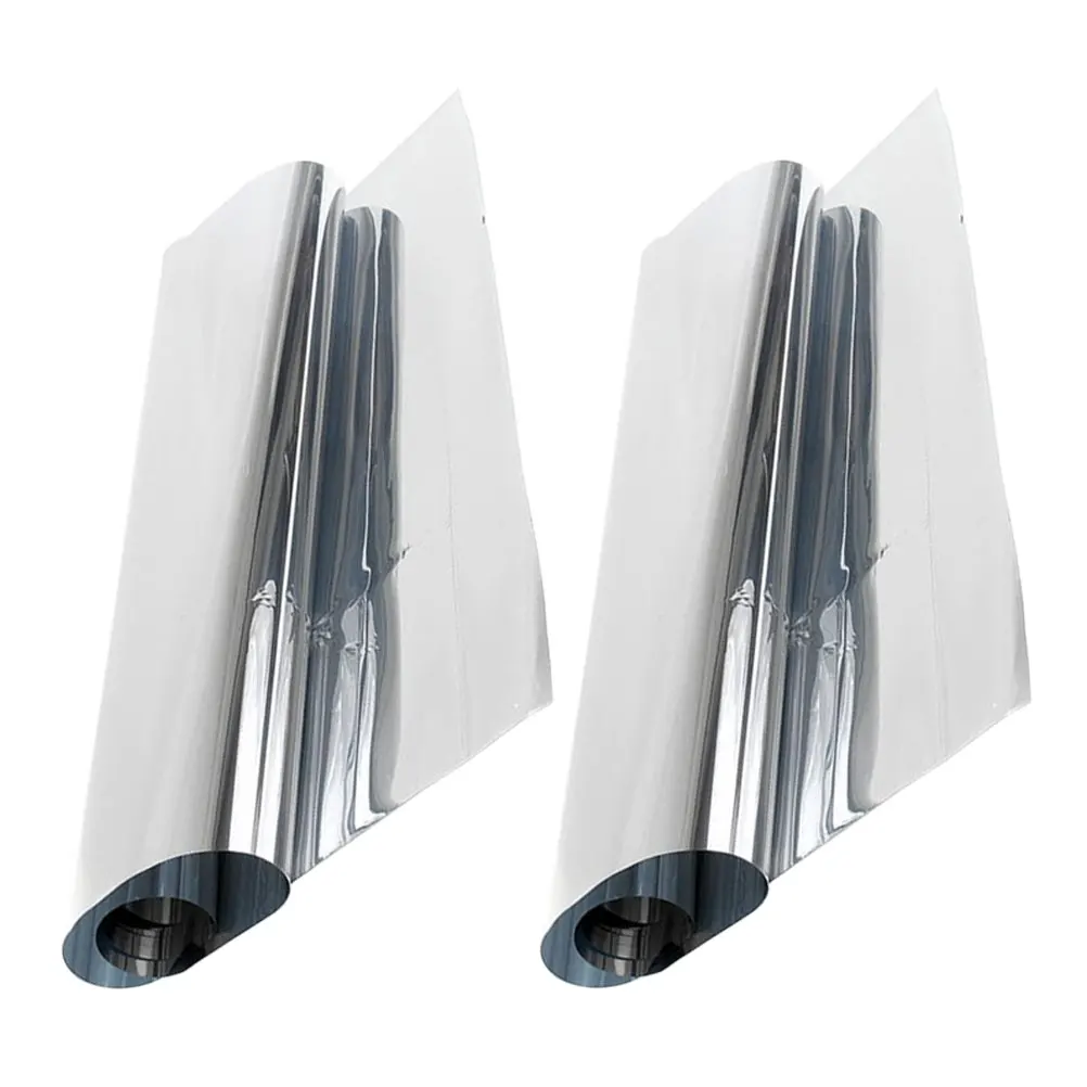 

2pcs Silver Window Film Heat Insulation UV Protection Static Cling Privacy Glass Privacy Film For Glass Windows Home Office