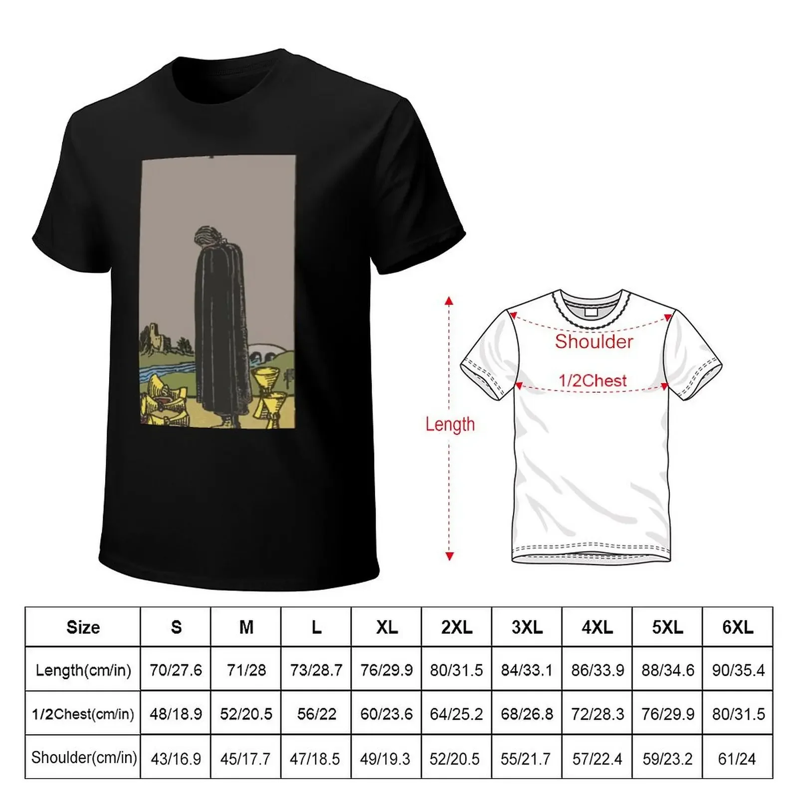 Five of Cups Tarot Card Rider Waite Classic T-Shirt summer tops vintage graphic tee tops t shirts for men graphic