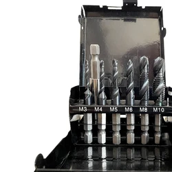 7pcs Iron Boxed M35 Titanium Nitride Aluminium Coated Composite Taps with Cobalt Stainless Steel Special Coated Taps Set