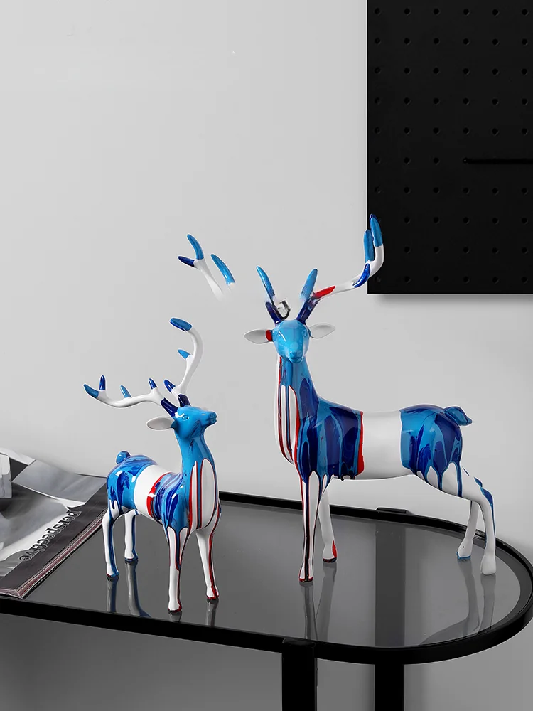 yj Splash-Color Art Deer Simple and Modern Decoration Decoration Light Luxury High-End Home Ornament