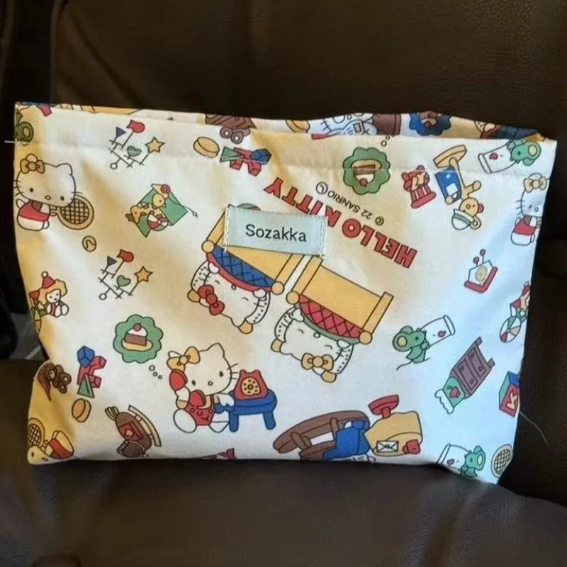 

Hello Kitty Makeup Bag Cute Kt Anime Versatile Women Accessories Printed Cosmetics Handheld Travel Storage Girl Gift Wholesale