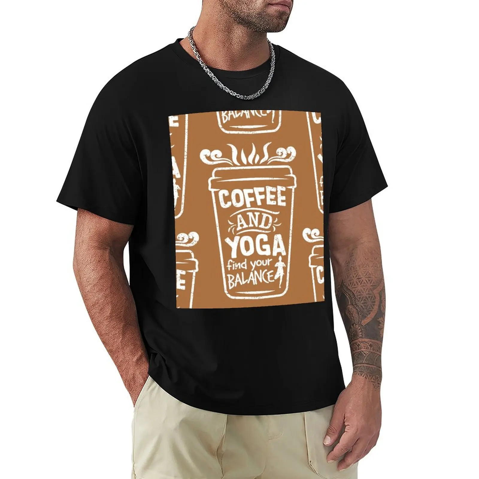 

Coffee and Yoga, Find your Balance T-Shirt graphic t shirts summer 2025 boys animal print customs plain t shirts men