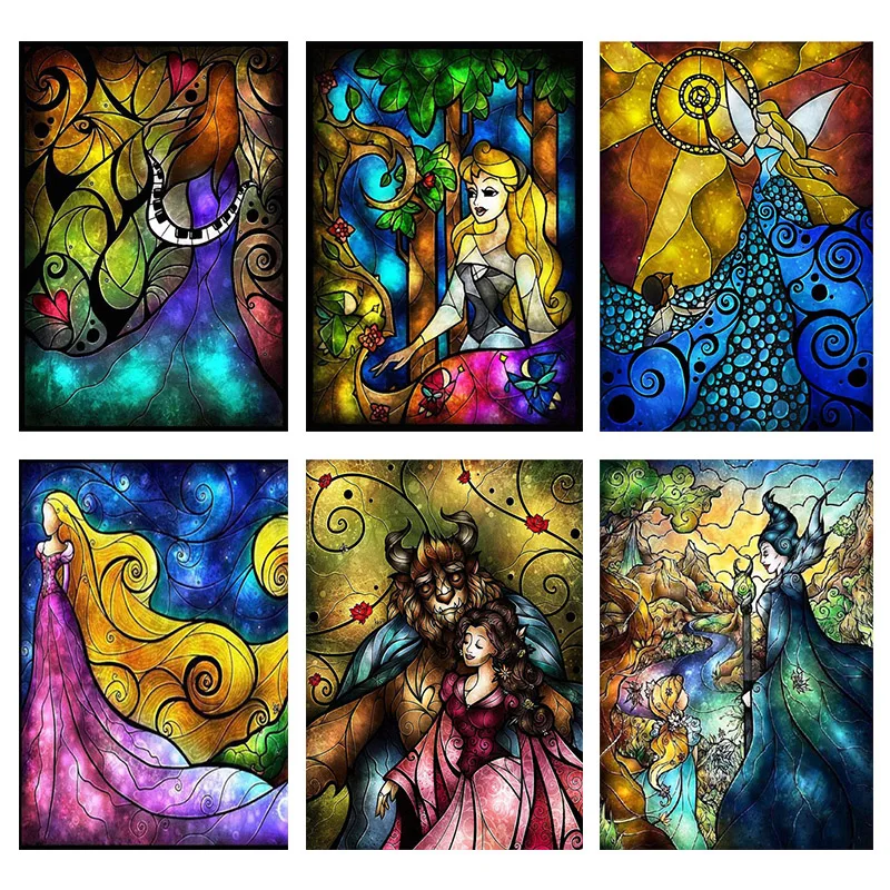 5D DIY Disney Diamond Drawing Cartoon Rapunzel Vicious Witch Diamond Embroidery Cross Stitch Set Living Room Bedroom Home Decor