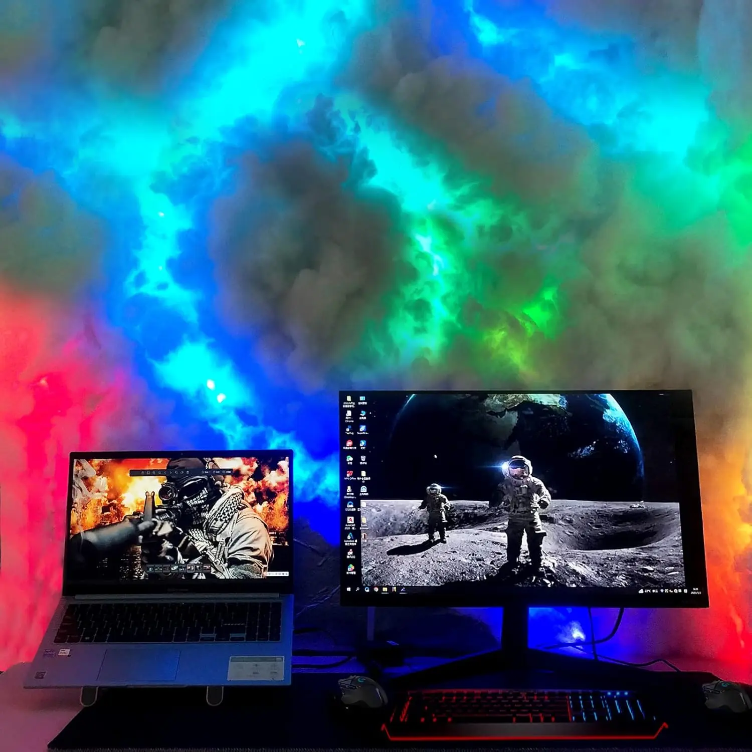 

3D Cotton Cloud LED Lights 32Ft Remote Music Sync DIY Night Lamp for Room Party