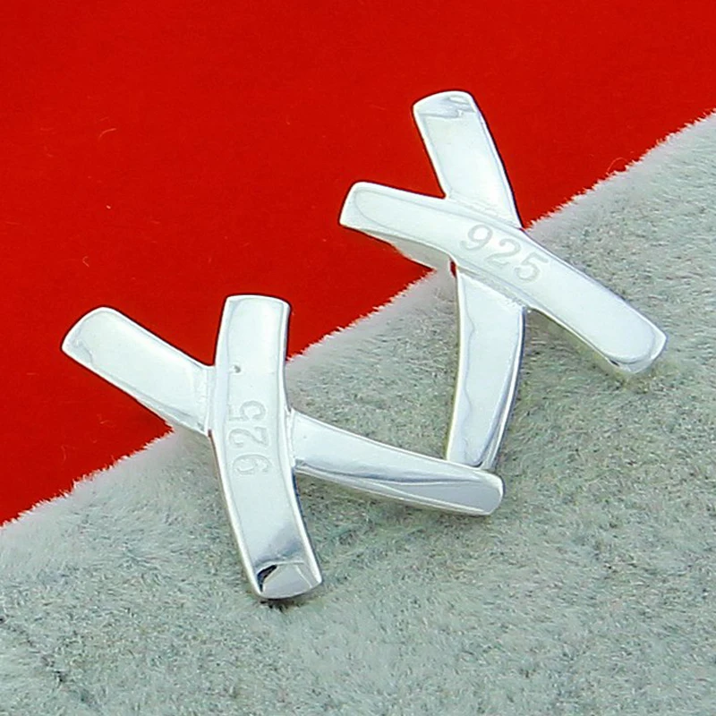 

925 Sterling Silver Cross Stud Earrings For Women Wedding Party Gift Accessories Fashion Jewelry