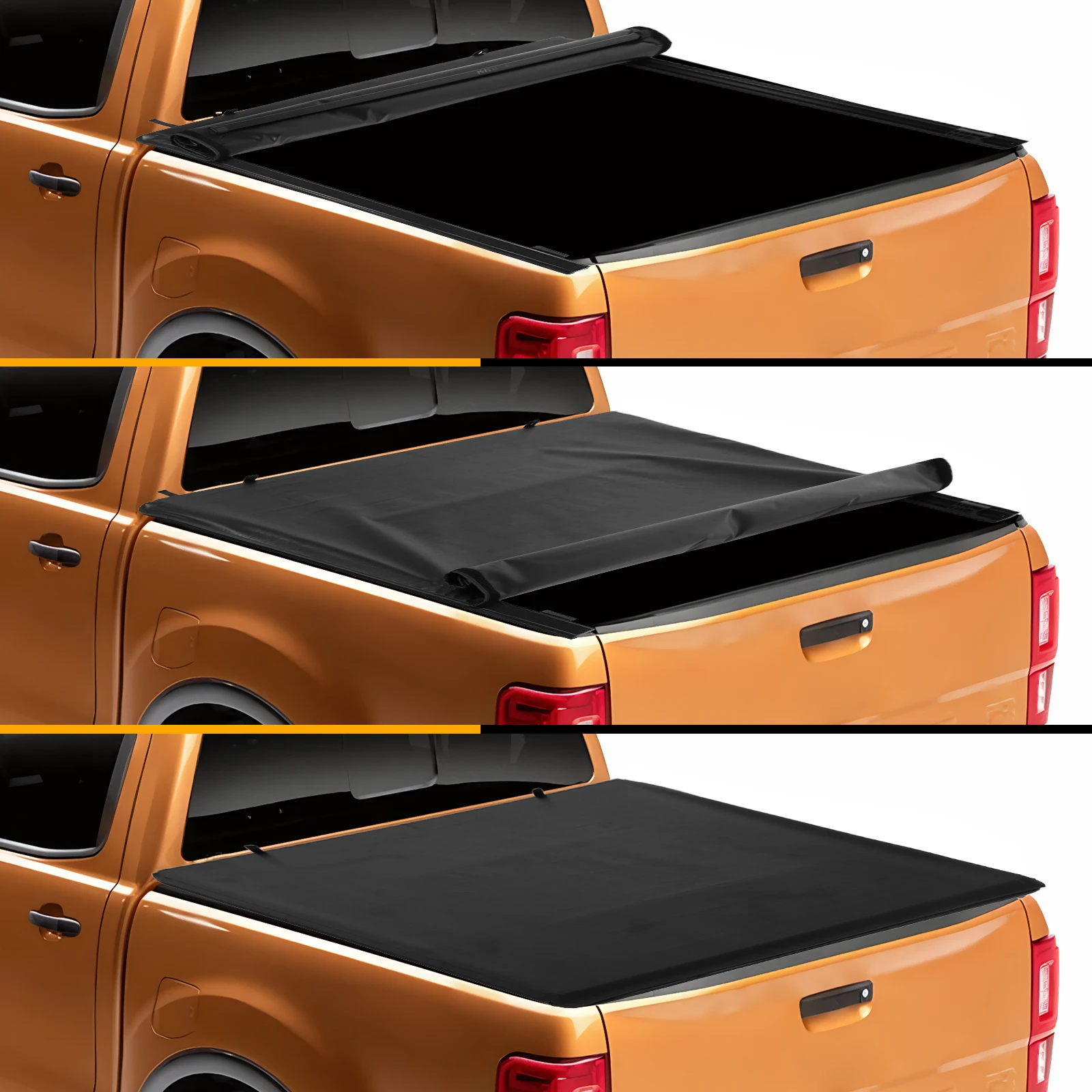 

For Ford Ranger 5 Ft Pull-Lock-Go Tonneau Cover Wear Resist Soft Rear Trunk Pickup IP56 Waterproof for Truck Modified Rear Trunk
