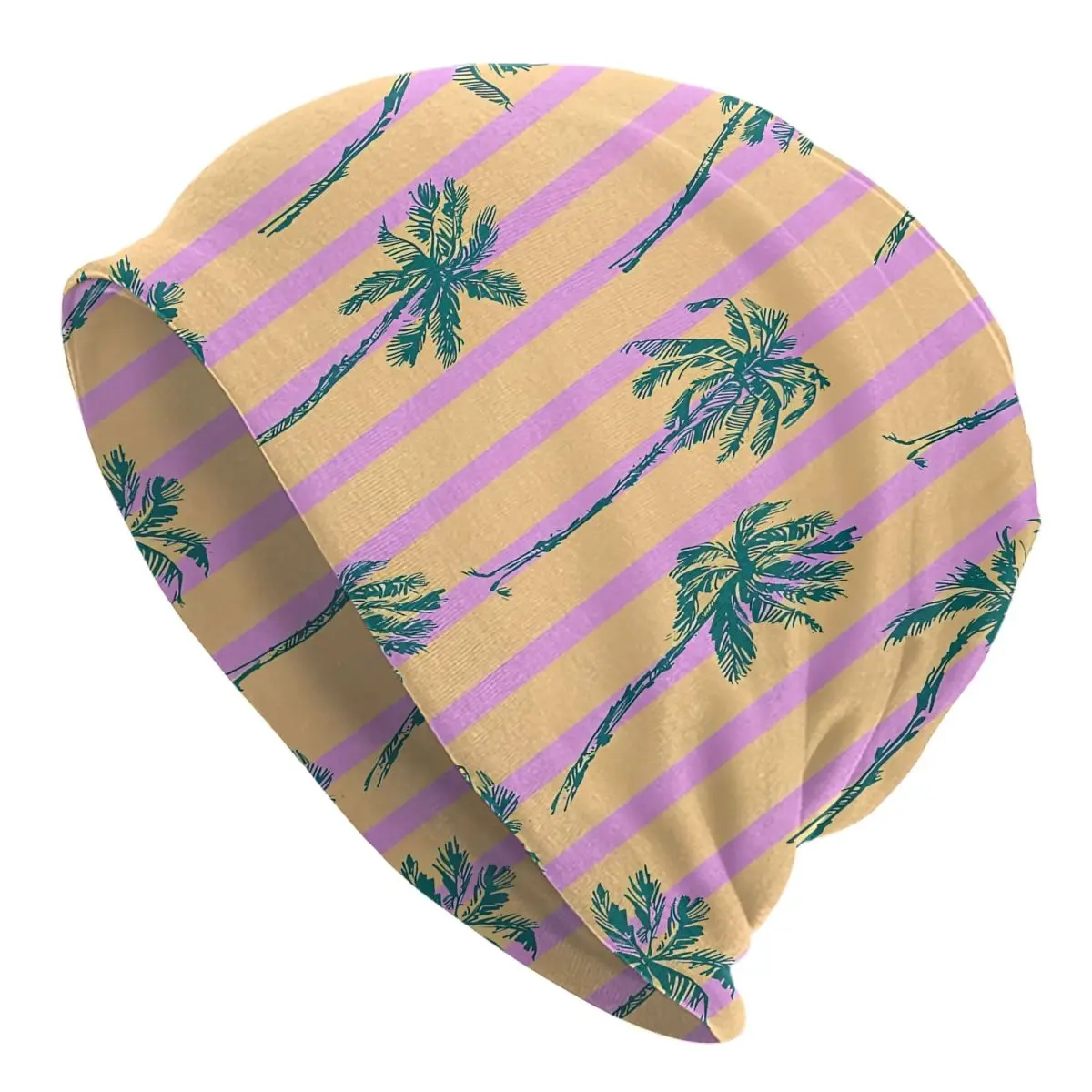 Palm Tree Beach Tropical Autumn Female Thin Beanies Double Used Windproof Bonnet Hats