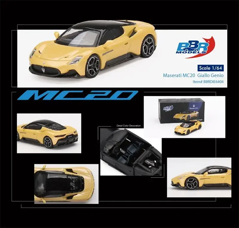 

BBR 1:64 Maserati MC20 Giallo Genio, модель литая желтого автомобиля