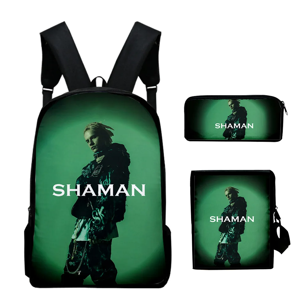 SHAMAN Merch 음악 팬 코스프레 책가방 세트, 필통, 여행 배낭 체육관 배낭 스포츠 배낭 점심 가방