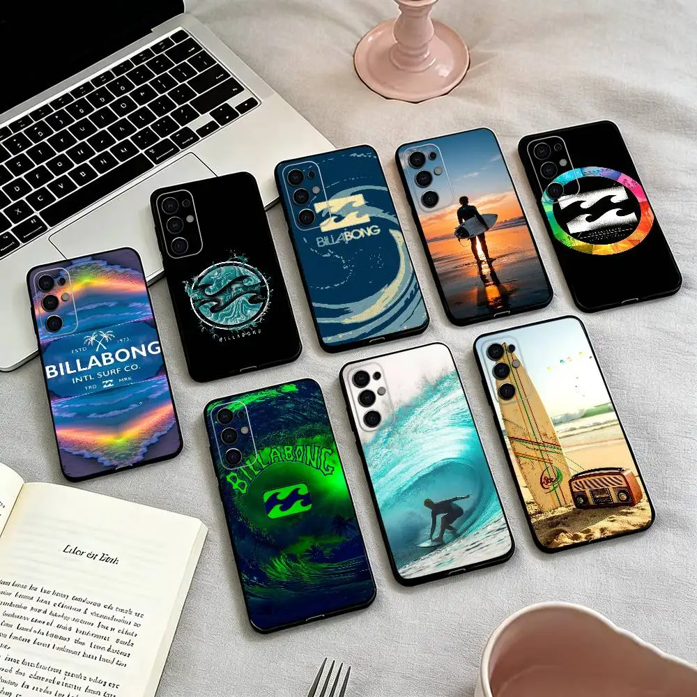 Funda de Teléfono B-Billabong Fashions de Silicona Negra Suave para Samsung S25, S24, S21, S22, S23, S30, Ultra, S20, Plus, Fe, Lite