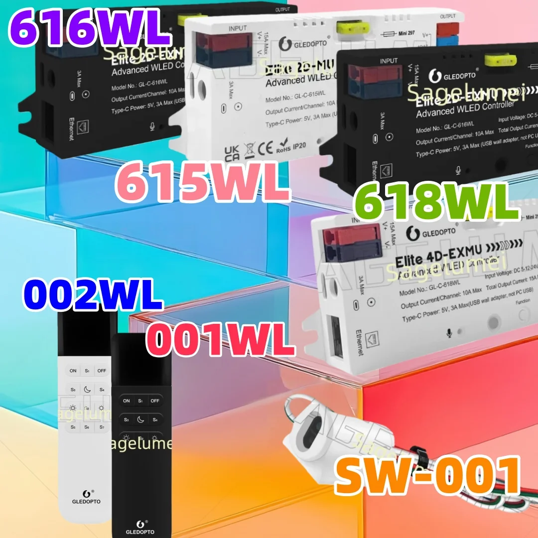 Elite Advanced ESP32 WLED LED Strip Light Controller with 4 Outputs Music Reactive Energy Save Relay DIY Dynamic Light Digital