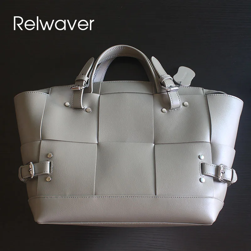 Relwaver women shoulder bag cowhide split leather handbag 2024 spring summer chic trapeze bag big tote bag fashion crossbody bag