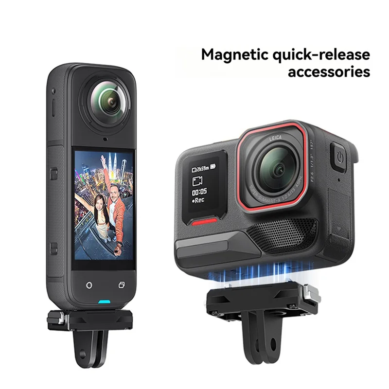 B18B ل Insta360 X5 Ace Pro2 المغناطيسي الإفراج السريع قاعدة قوس ركوب حامل محول للكاميرات الرياضية