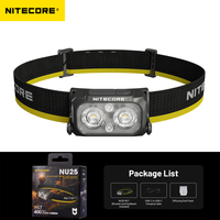 NITECORE NU25 MCT 2025 Headlamp 400 Lumens Light Headlight Red/White/High Color Outdoor Waterproof Flashlight Built-in Battery