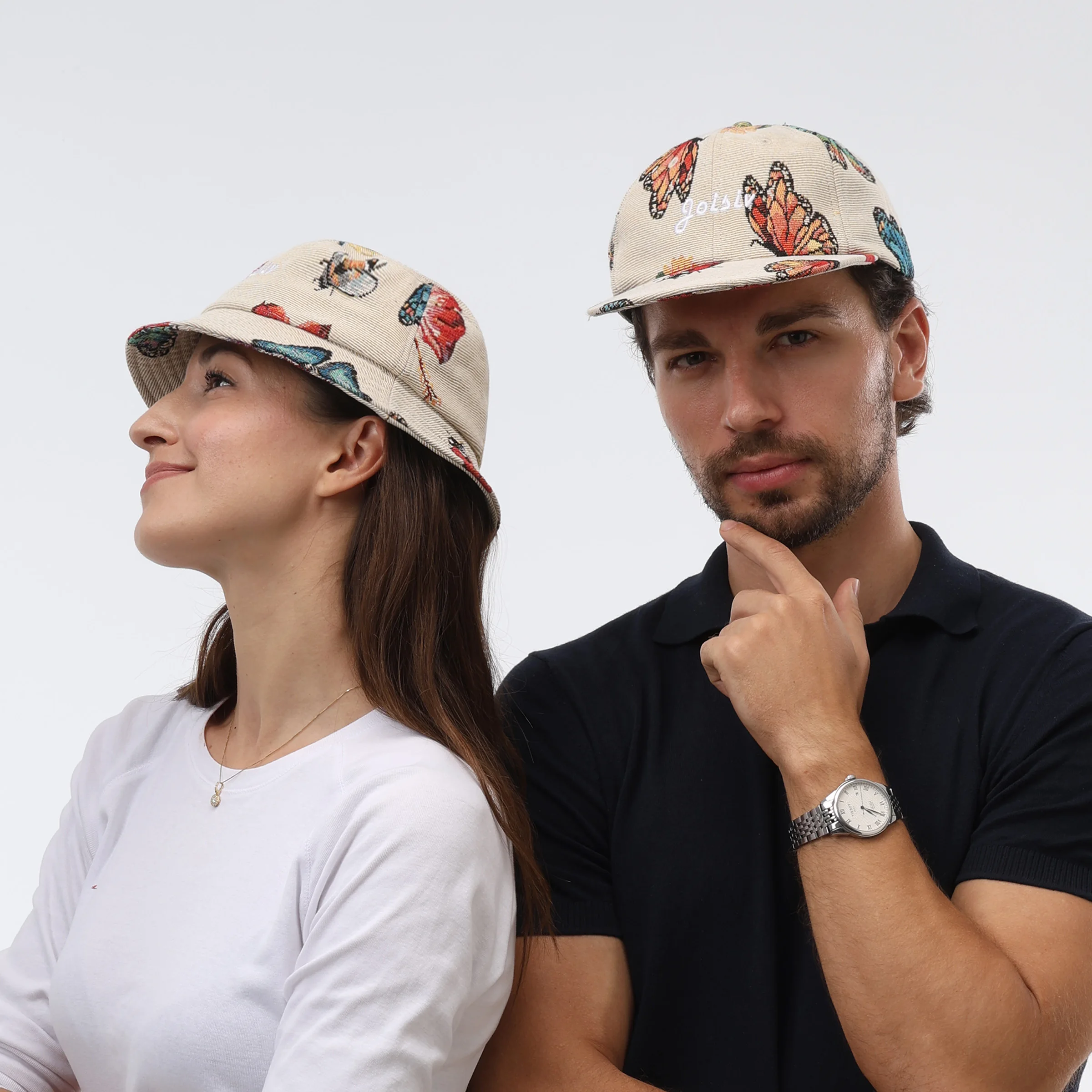 

All-Season Adjustable Baseball and Bucket Hats for Couples and Siblings | Stylish Cotton Embroidery | Perfect for Outdoor Travel