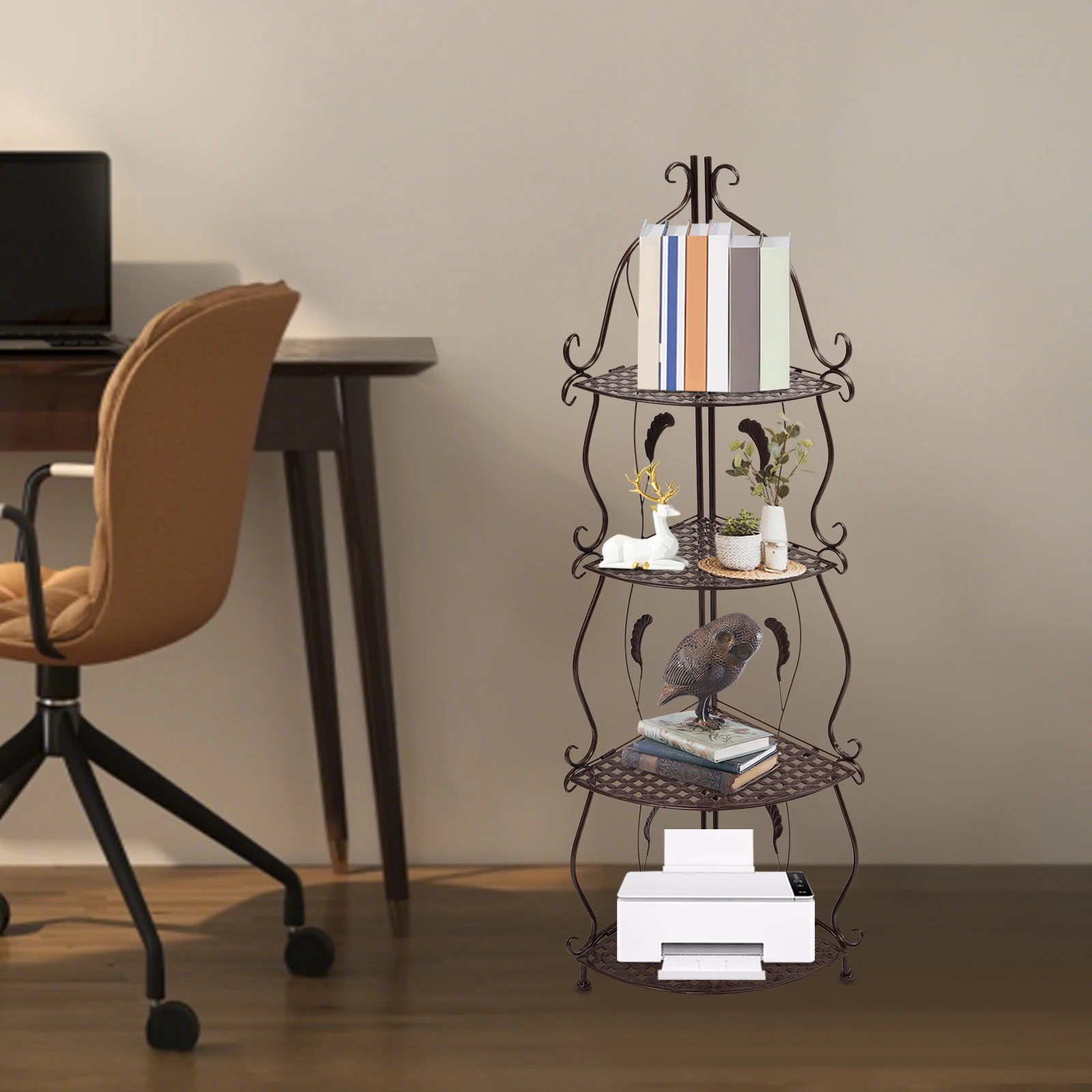 

4-уровневый отдельно стоящий стеллаж бронзового цвета для хранения утюга — процесс сварки, ударопрочный/ржавеющий, грузоподъемность 11,02 фунта на ярус